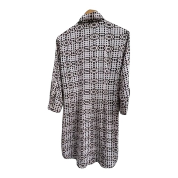 CAbi Pink Black Club Colony Geometric Shirt Dress size S Small Collar Button Up. - Picture 5 of 6